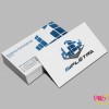 Blank business cards on a wooden floor