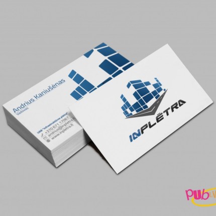 Blank business cards on a wooden floor