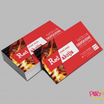 Blank business cards on a wooden floor